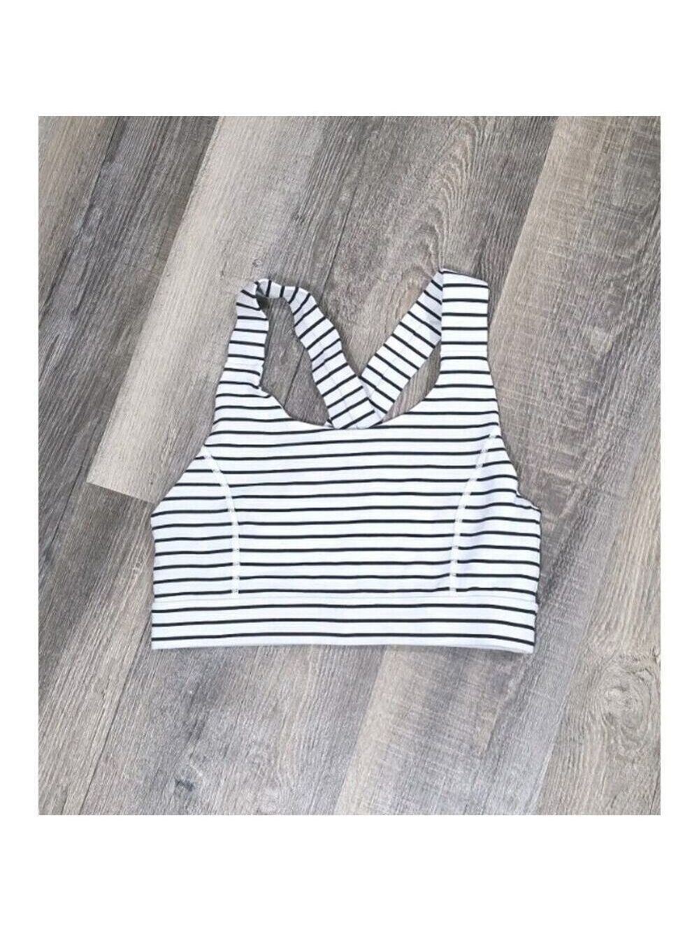 Glyder Black Stripe Full Force Sports Bra Women's XS Workout Activewear Athletic